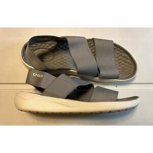 Crocs Women's LiteRide Stretch Straps Sandal 206081 Size 6 Gray Comfort Strappy
